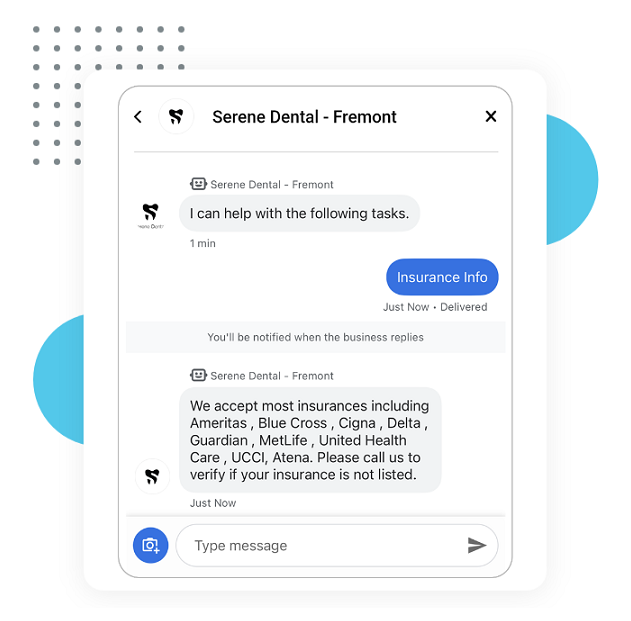 AI automation for Google Chat for a Fremont CA dentist