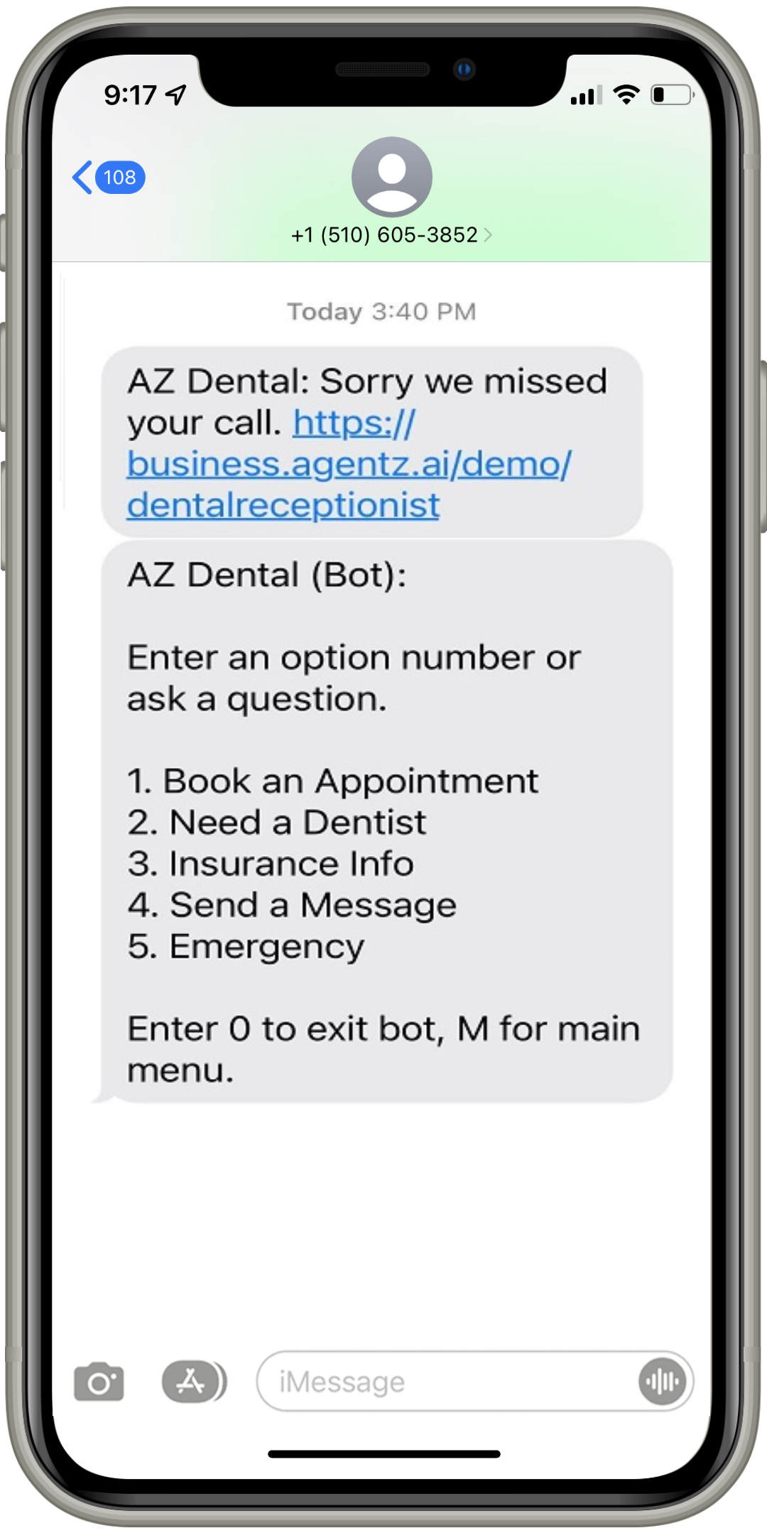Missed Call to SMS Dental